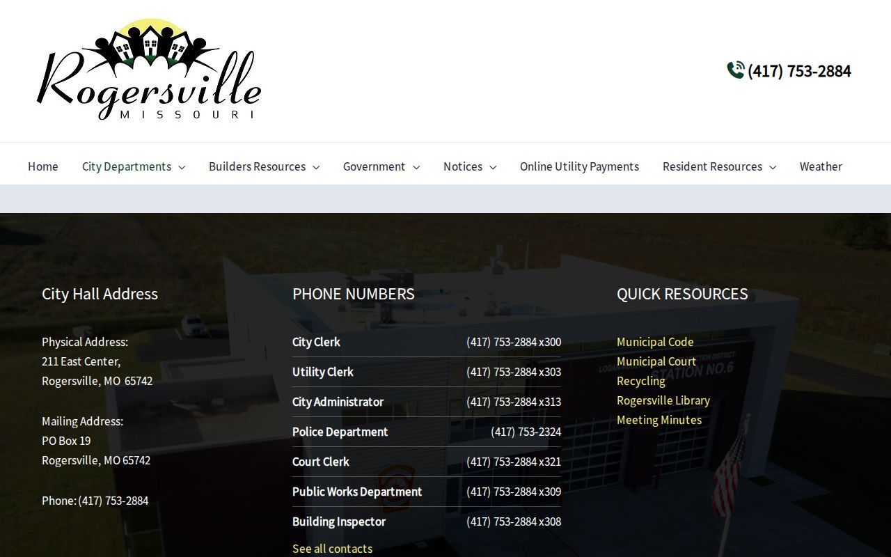 Rogersville Police Department official arrest-record contact page